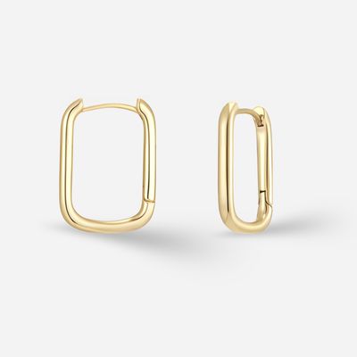 9ct Gold Small Rectangle Huggie Earrings