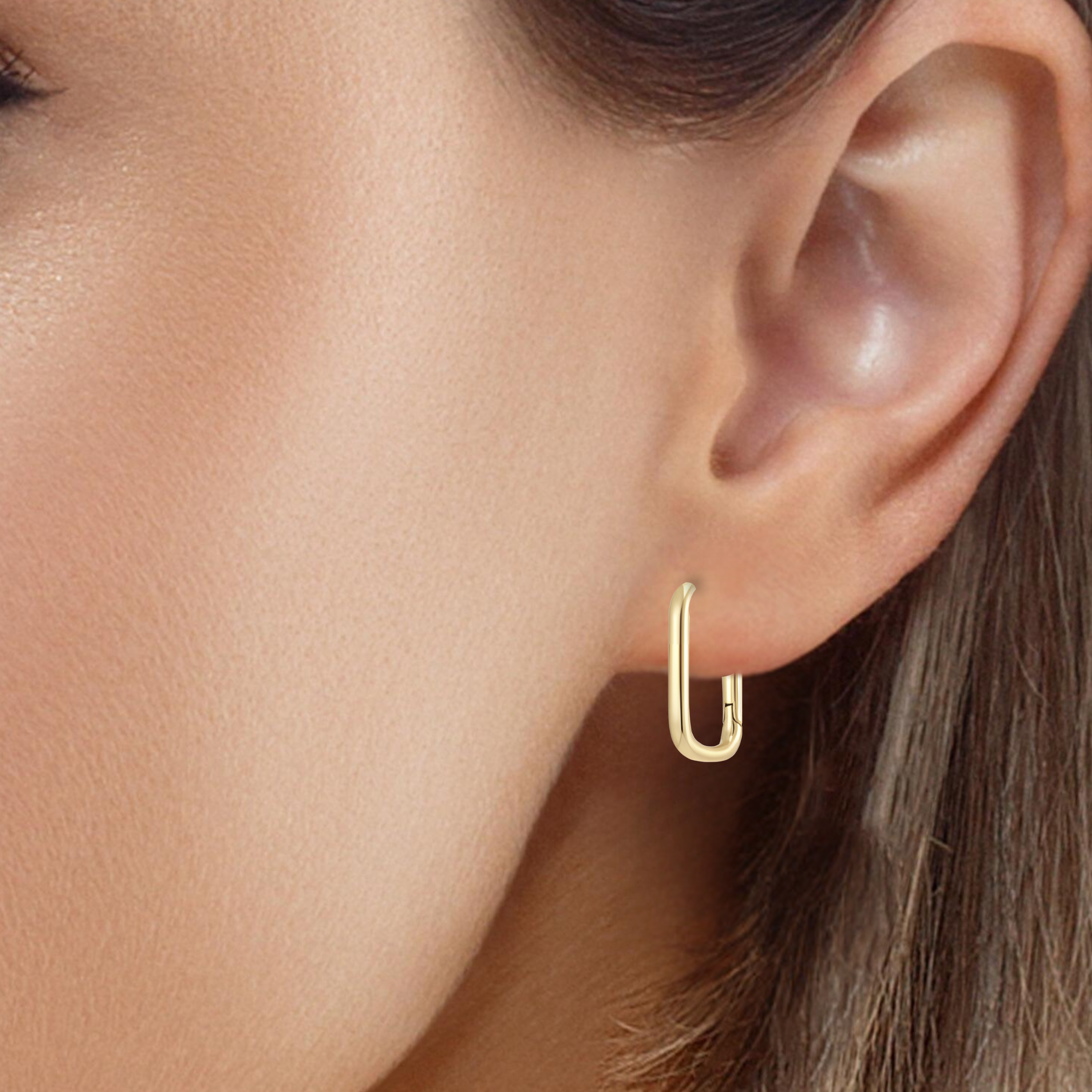 9ct Gold Small Rectangle Huggie Earrings