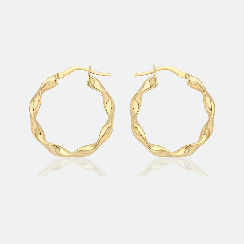 9ct Gold 22.50mm Twist Hoop Earrings