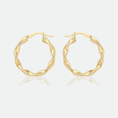 9ct Gold 22.50mm Twist Hoop Earrings