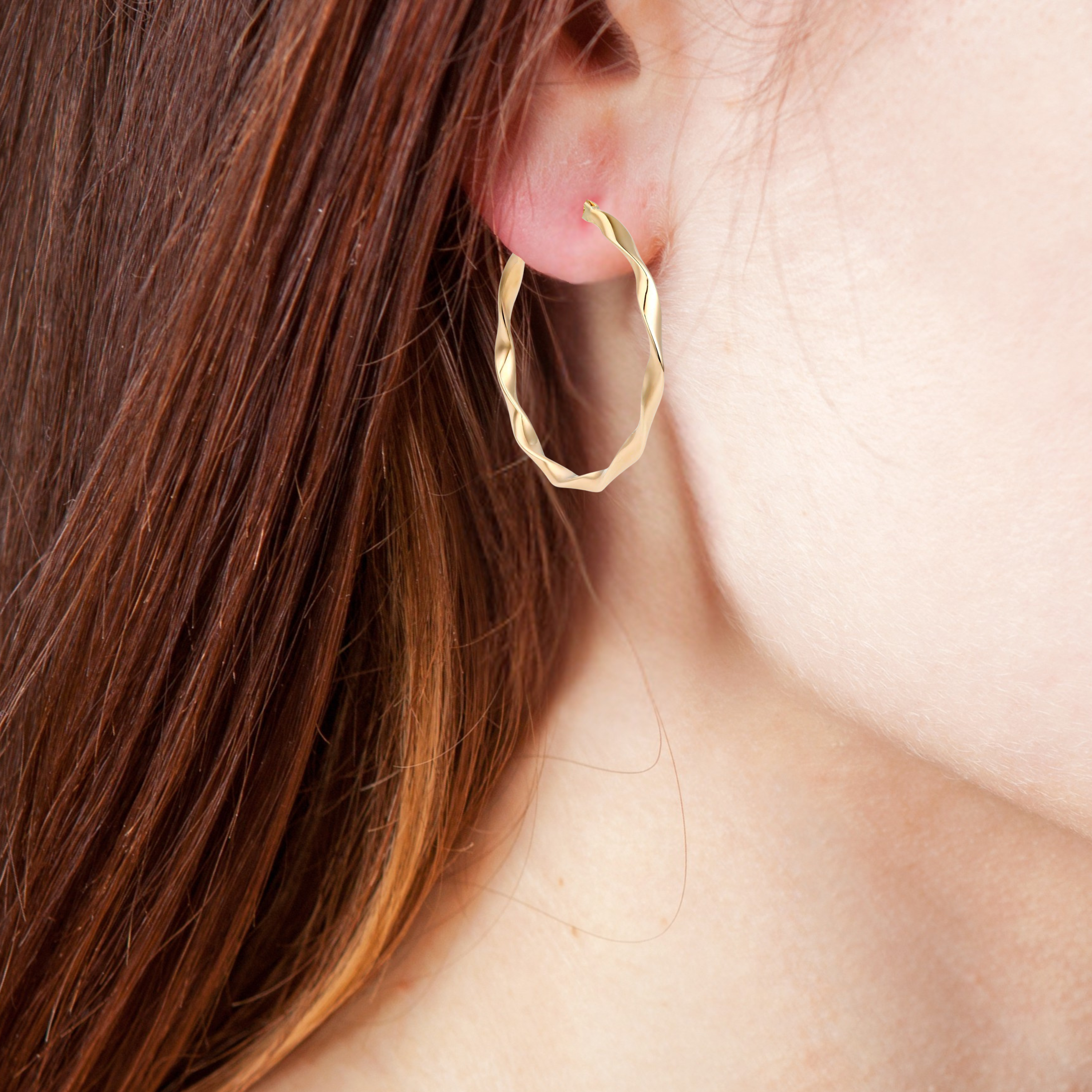 9ct Gold 22.50mm Twist Hoop Earrings