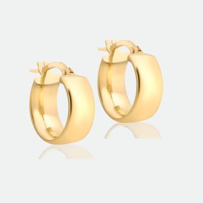 9ct Gold Wide Hoop Earrings-10.50mm