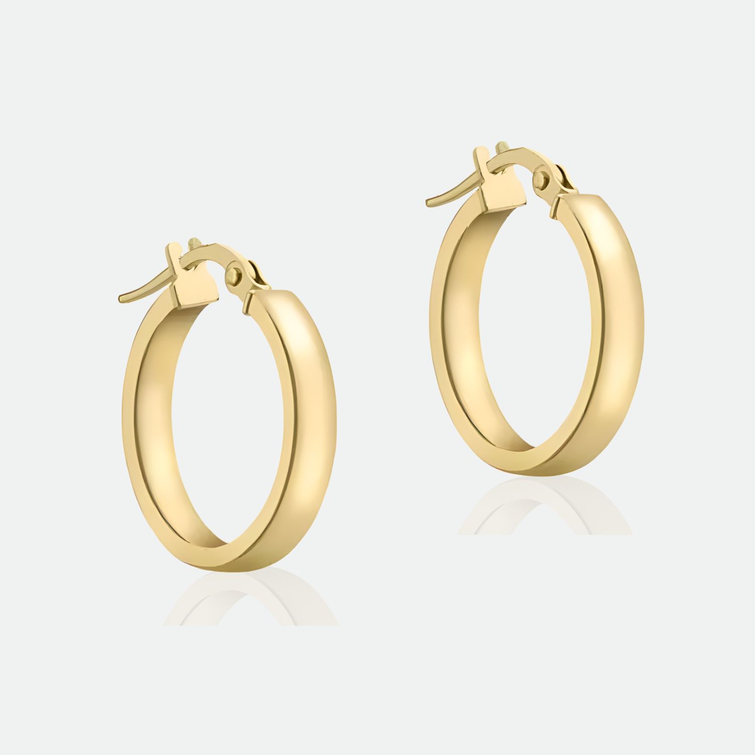 9ct Gold Round Hoop Earrings-3mmx15mm