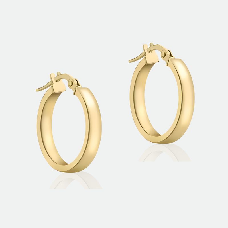 9ct Gold Round Hoop Earrings-3mmx15mm