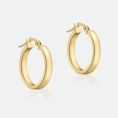 9ct Gold Round Hoop Earrings-3mmx15mm