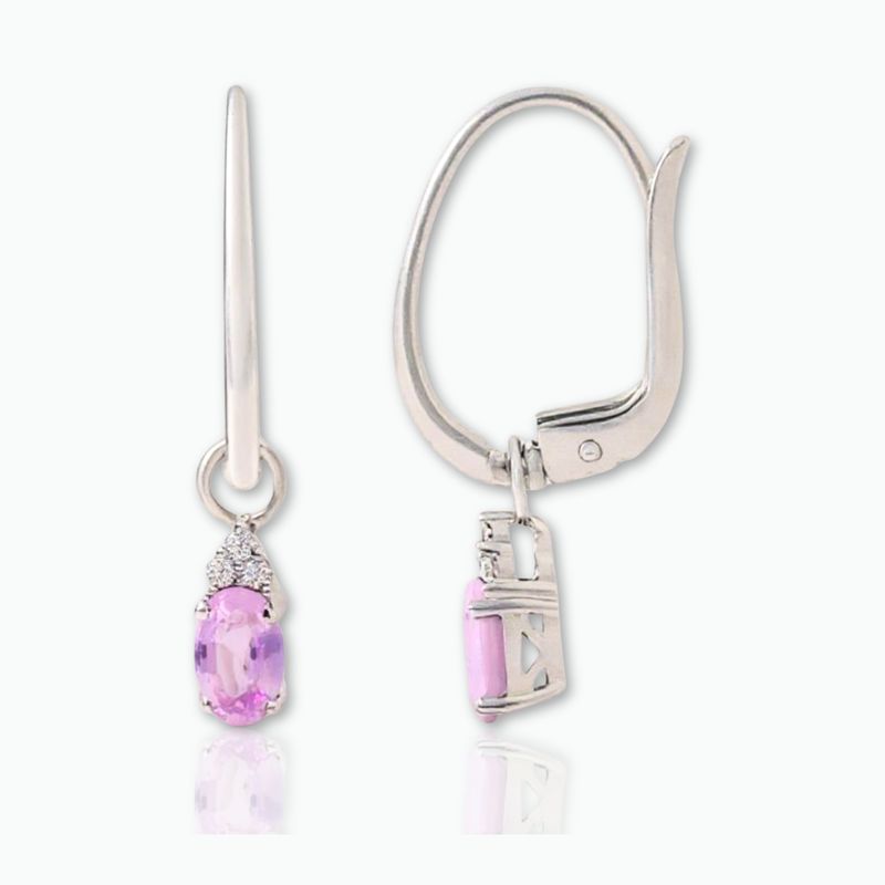 9ct White Gold Pink Sapphire & Diamond Earrings