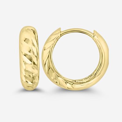 9ct Gold Faceted Huggie Earrings-9mm