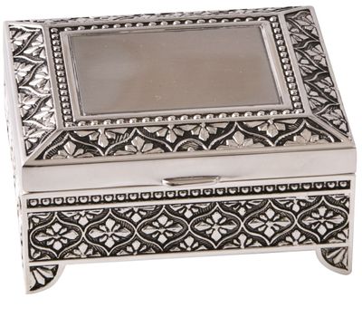 Silver Plate Square Jewellery Box 4"