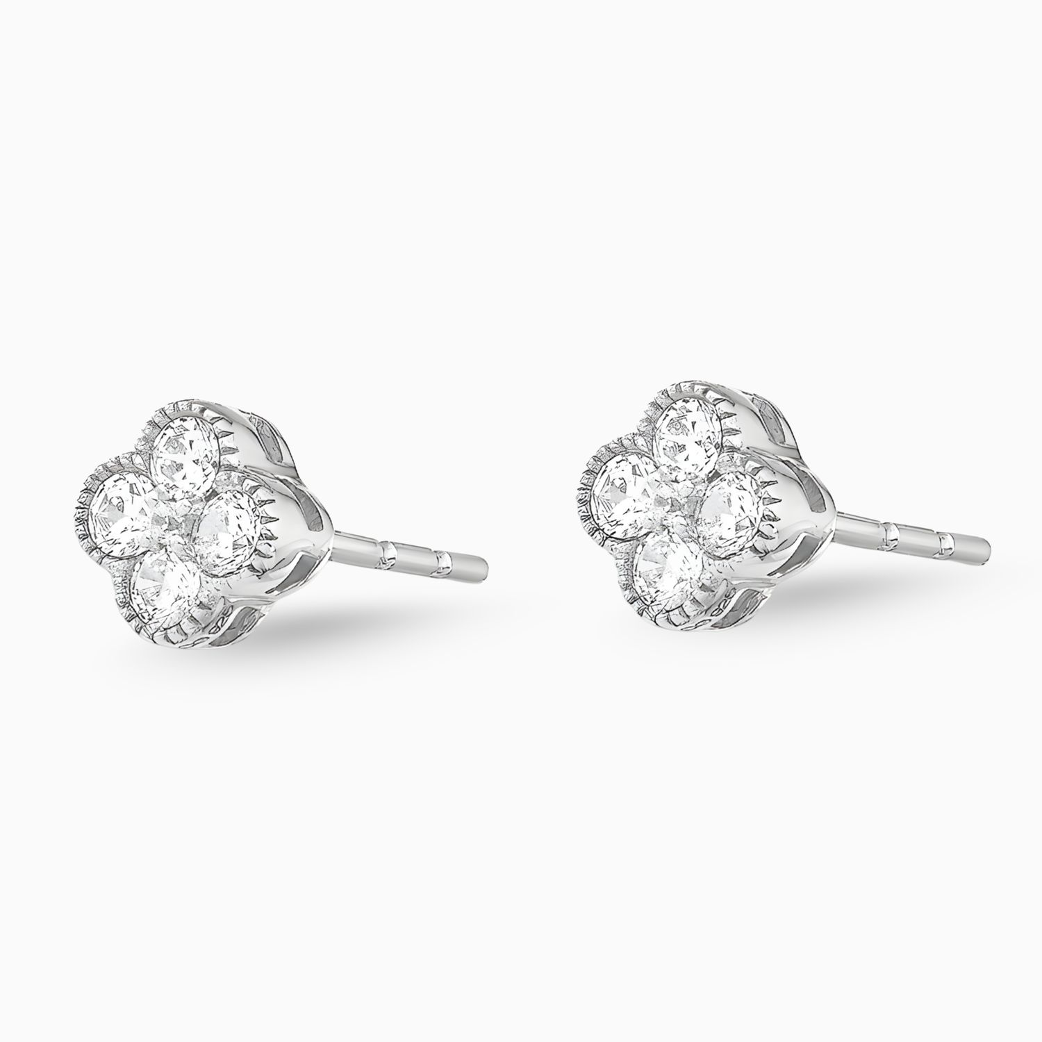 9ct White Gold Lab Diamond Flower Earrings