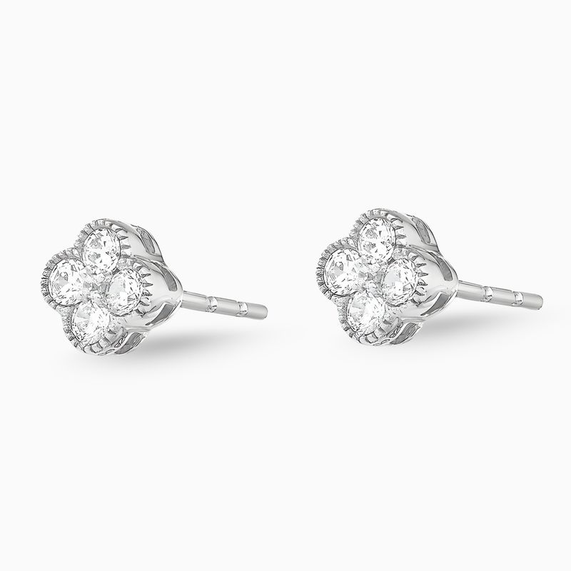 9ct White Gold Lab Diamond Flower Earrings