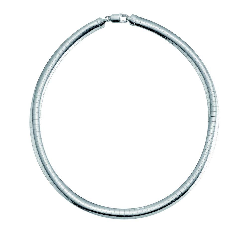 Sterling Silver Italian Flat Omega Necklet-8mm