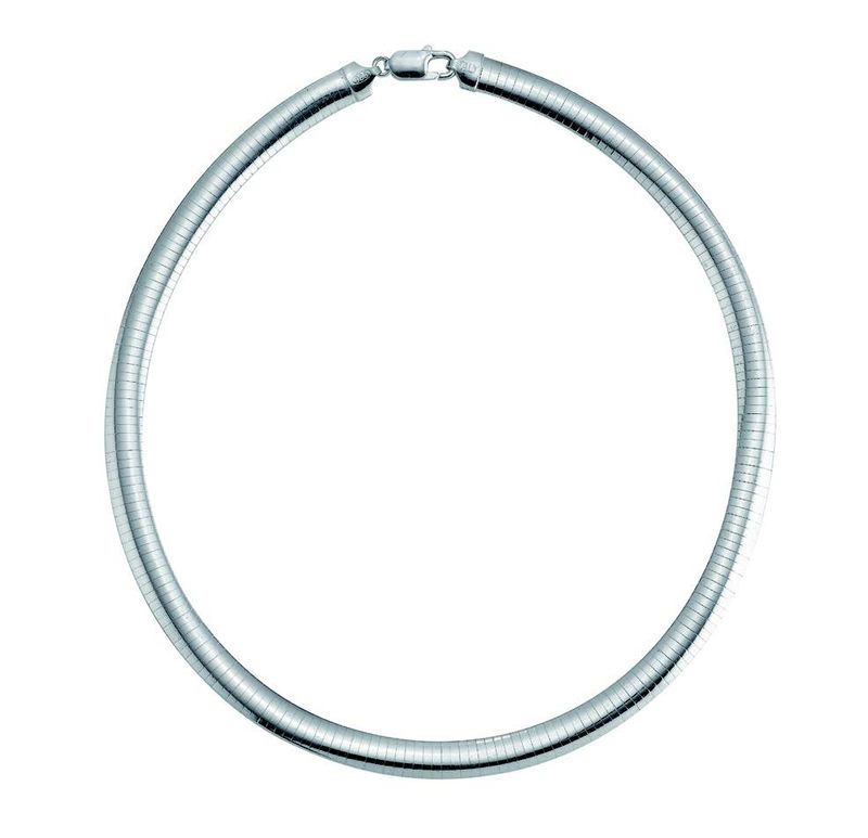 Sterling Silver Italian Flat Omega Necklet-8mm
