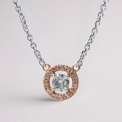 9R/W  Pink Diamond Pendant & Chain TDW 0.39ct