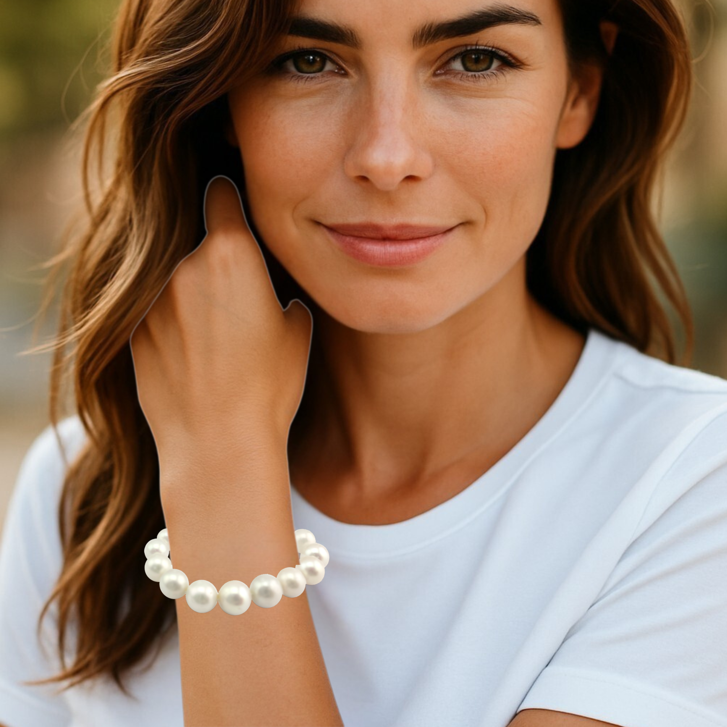 Sterling Silver White Edison FWP Bracelet 11-13mm