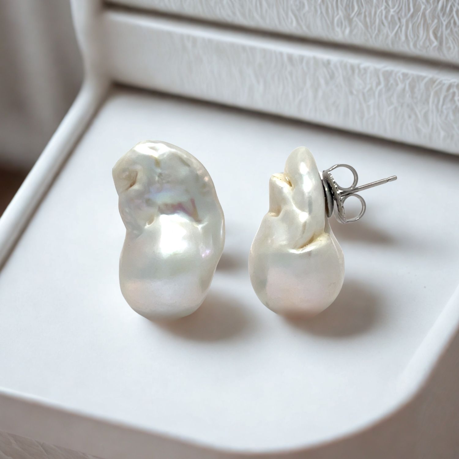 Large Baroque Pearl Stud Earrings