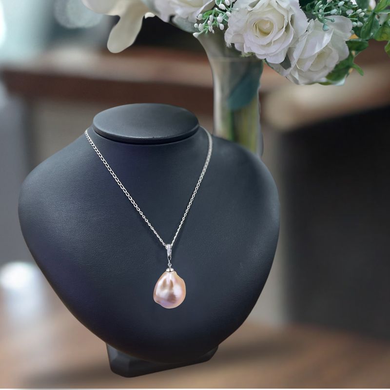 Sterling Silver Pink Baroque Pearl Enhancer Pendant