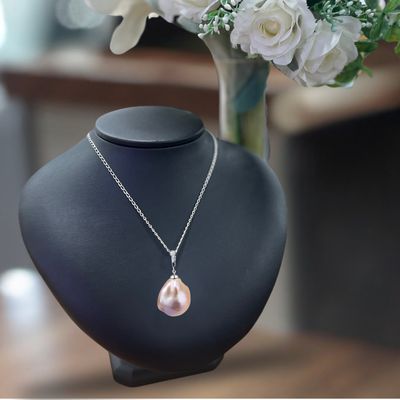 Sterling Silver Pink Baroque Pearl Enhancer Pendant