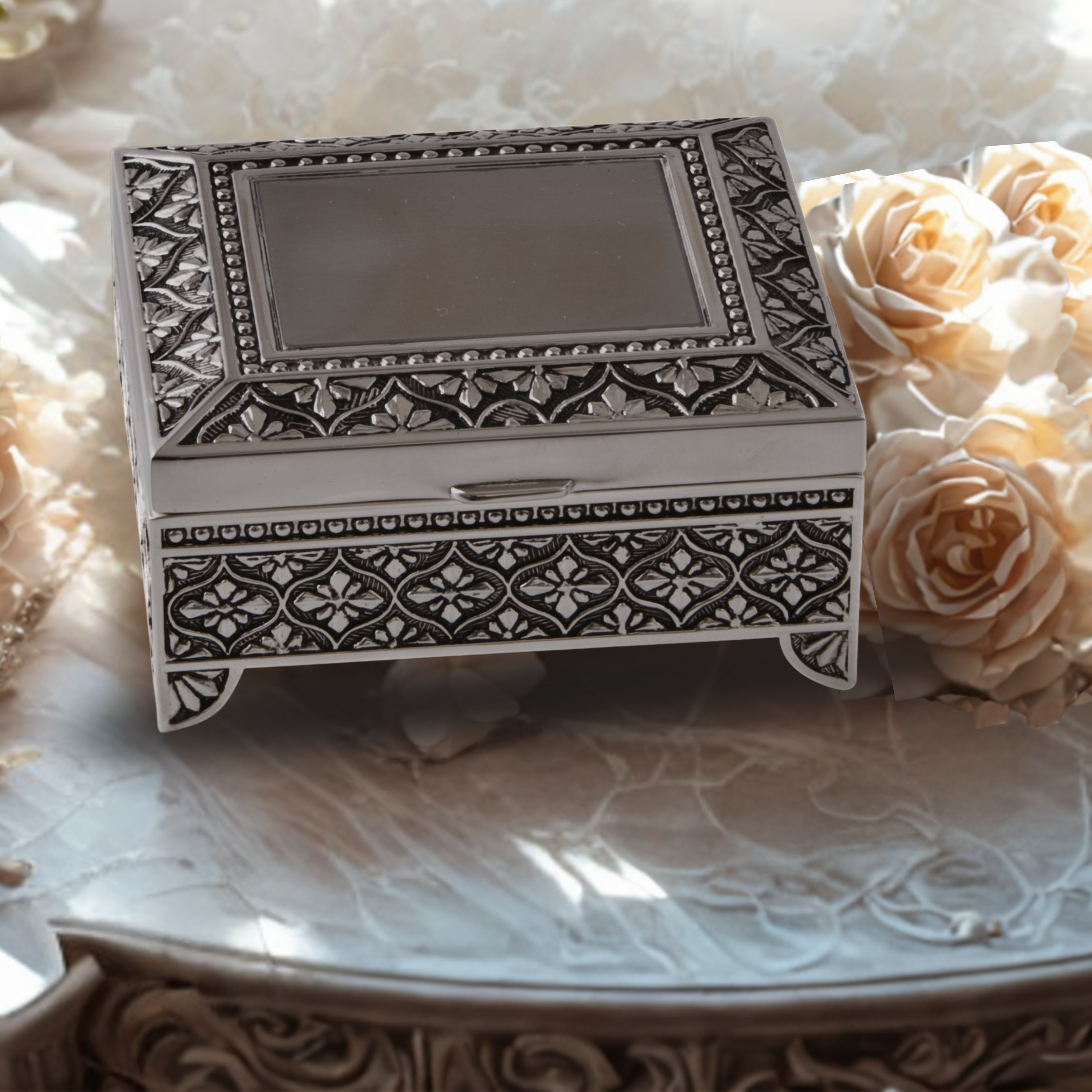 Silver Plate Square Jewellery Box 4