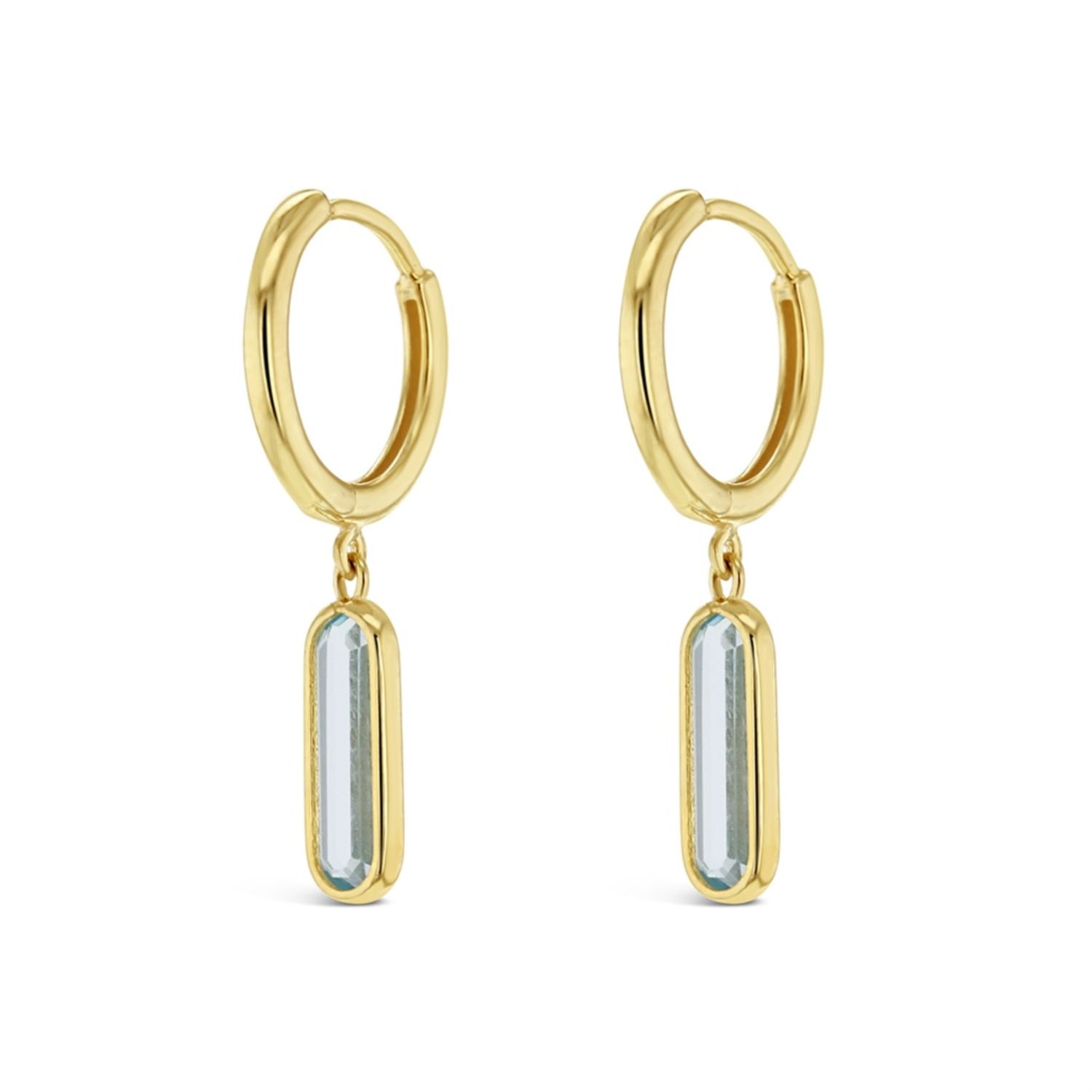 9YG Topaz Drop Huggie Earrings