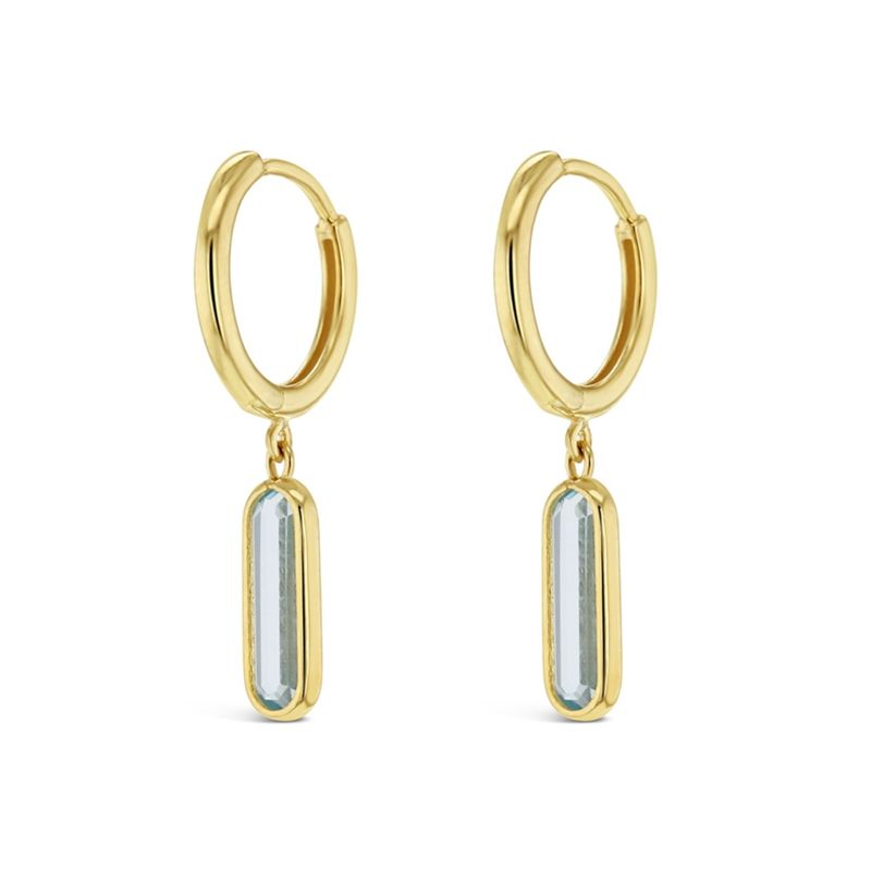 9YG Topaz Drop Huggie Earrings