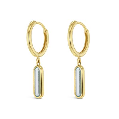 9YG Topaz Drop Huggie Earrings