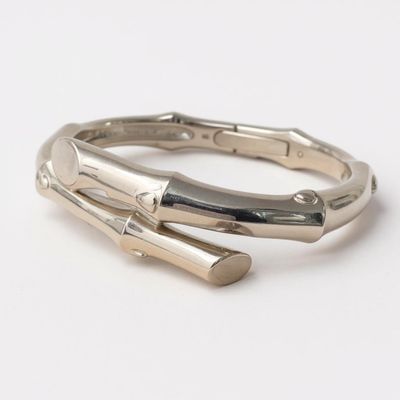 Sterling Silver Bamboo Hinged Bangle