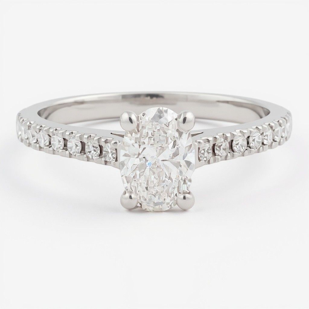 18ct White Gold Oval Cut Diamond Engagement Ring TDW = 0.91ct