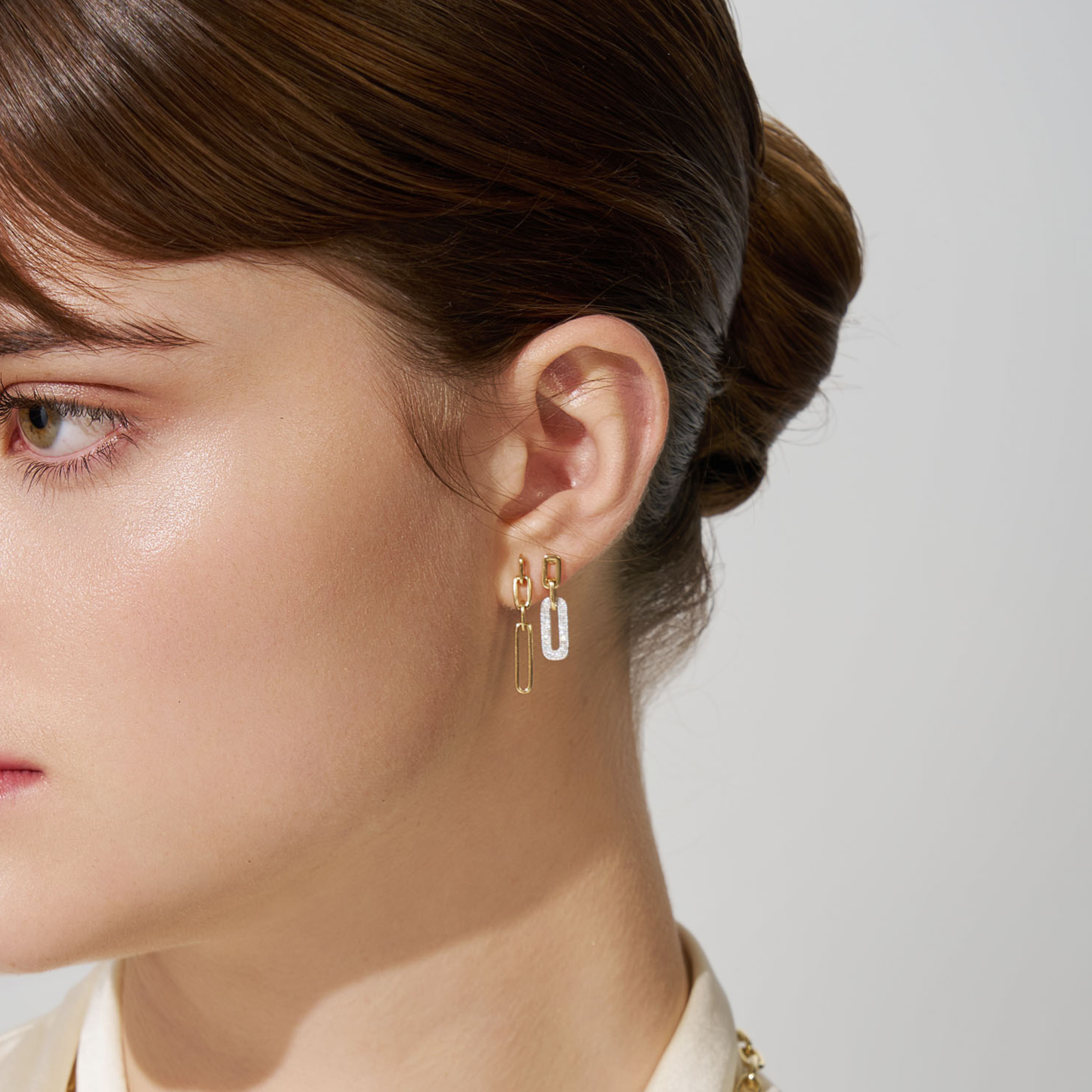 9ct Paper Clip & Diamond Drop Earrings