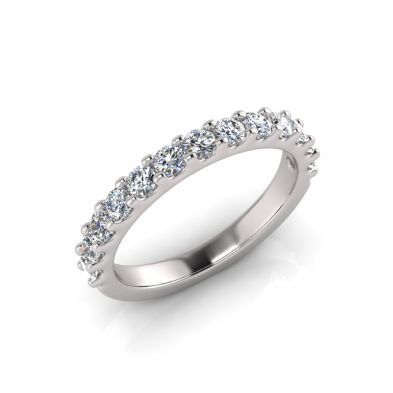 18W LAB Diamond Scallop Claw Set Wedding Ring (15= 0.45ct )
