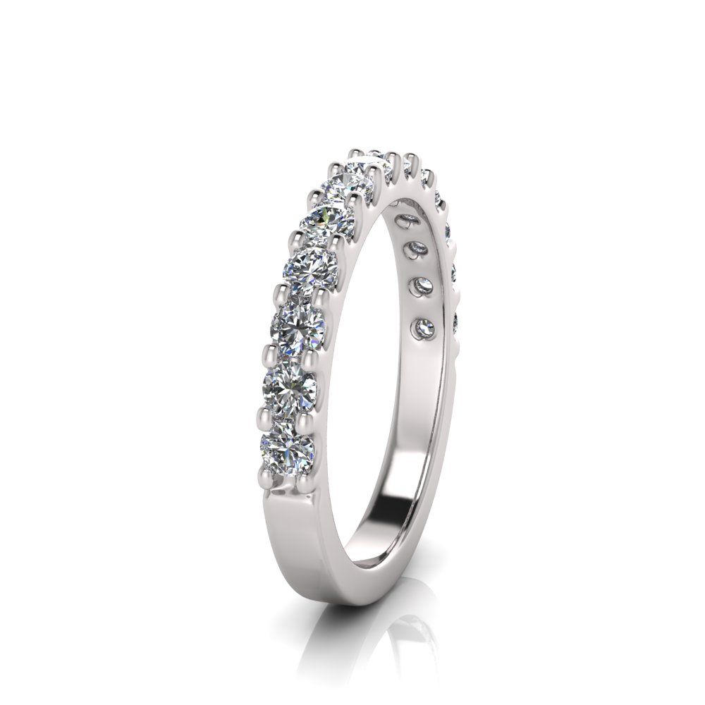 18W LAB Diamond Scallop Claw Set Wedding Ring (15= 0.45ct )