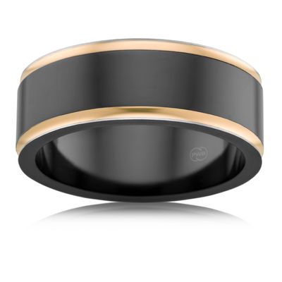 Zirconium & Rose Gold Wedding Band-ZRJ4411BP Zirconium & Rose Gold Wedding Band-ZRJ4411BP