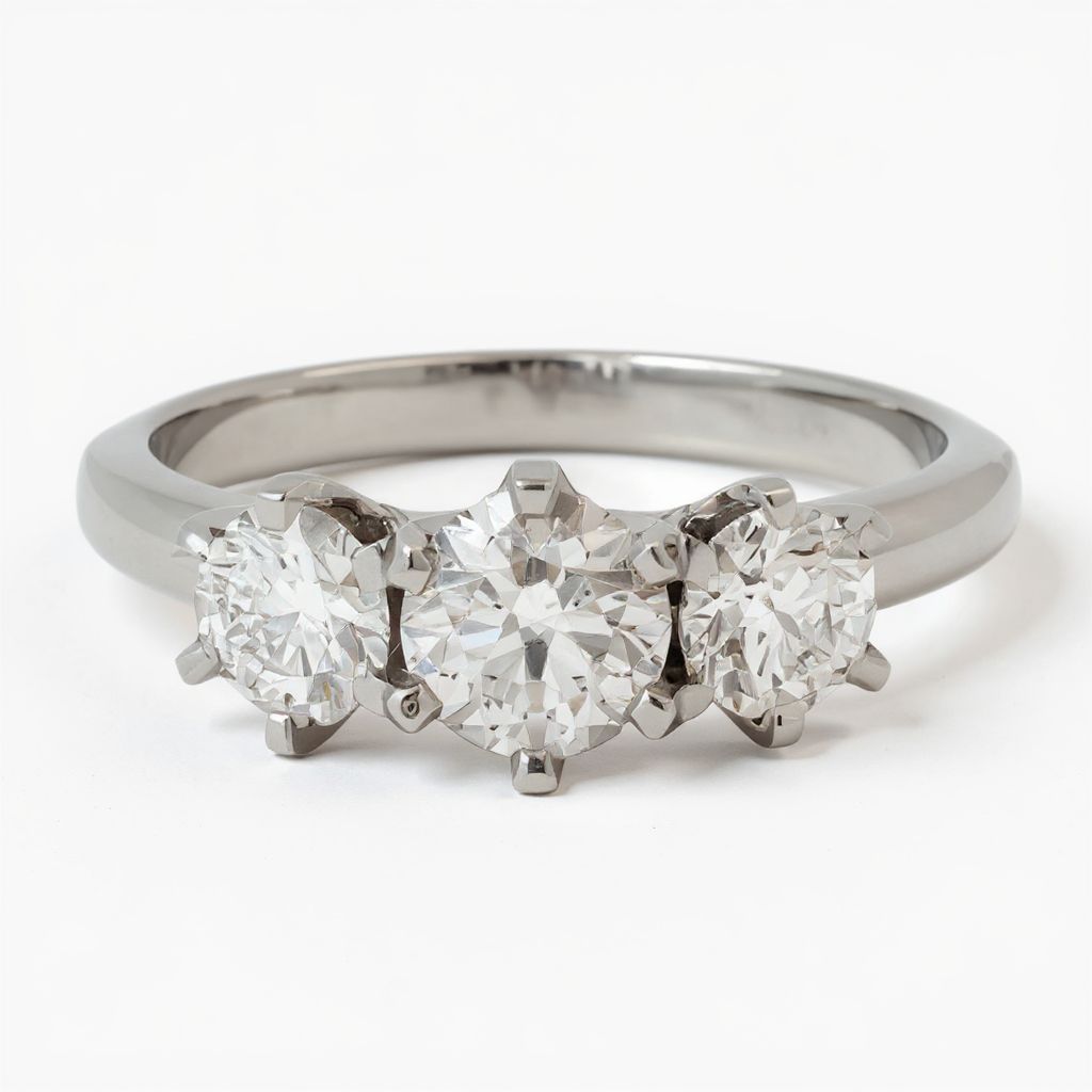 18W Round Diamond Trilogy Ring