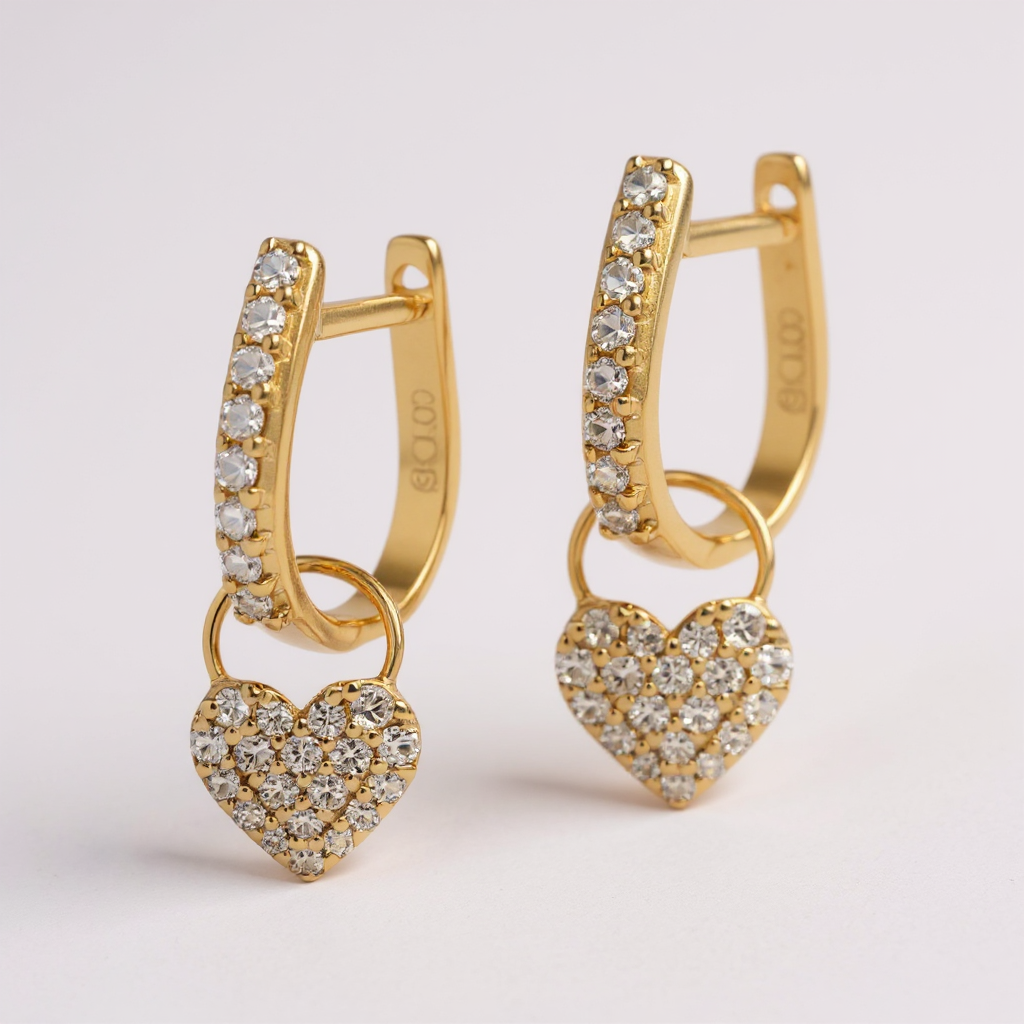 9Y Diamond Heart Earring Charms