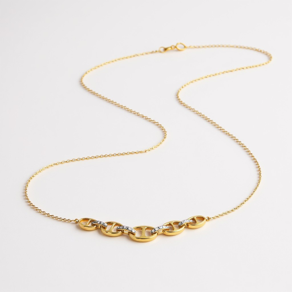 9K Mariner & Diamond Link Necklace