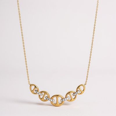9K Mariner & Diamond Link Necklace