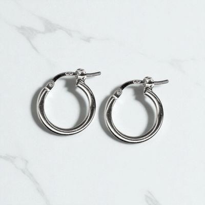 Sterling Silver 2mm Italian Plain Hoop Earrings