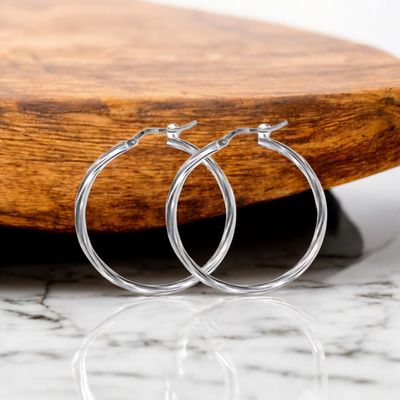 Sterling Silver Twist Hoop Earrings