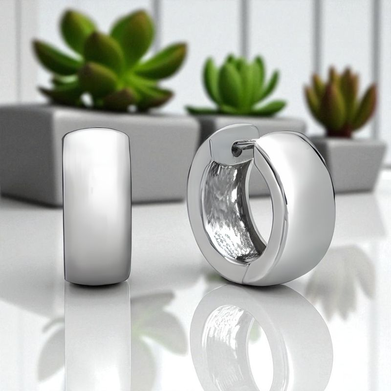 Sterling Silver 7.0mm Wide Huggie Earrings