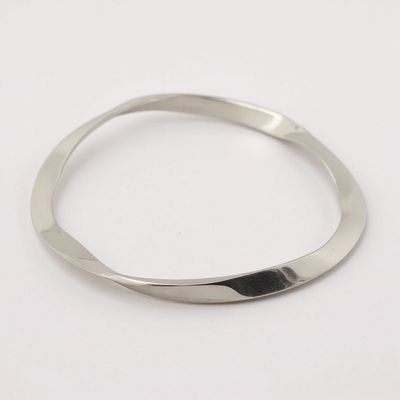 Sterling Silver Solid Ribbon Bangle