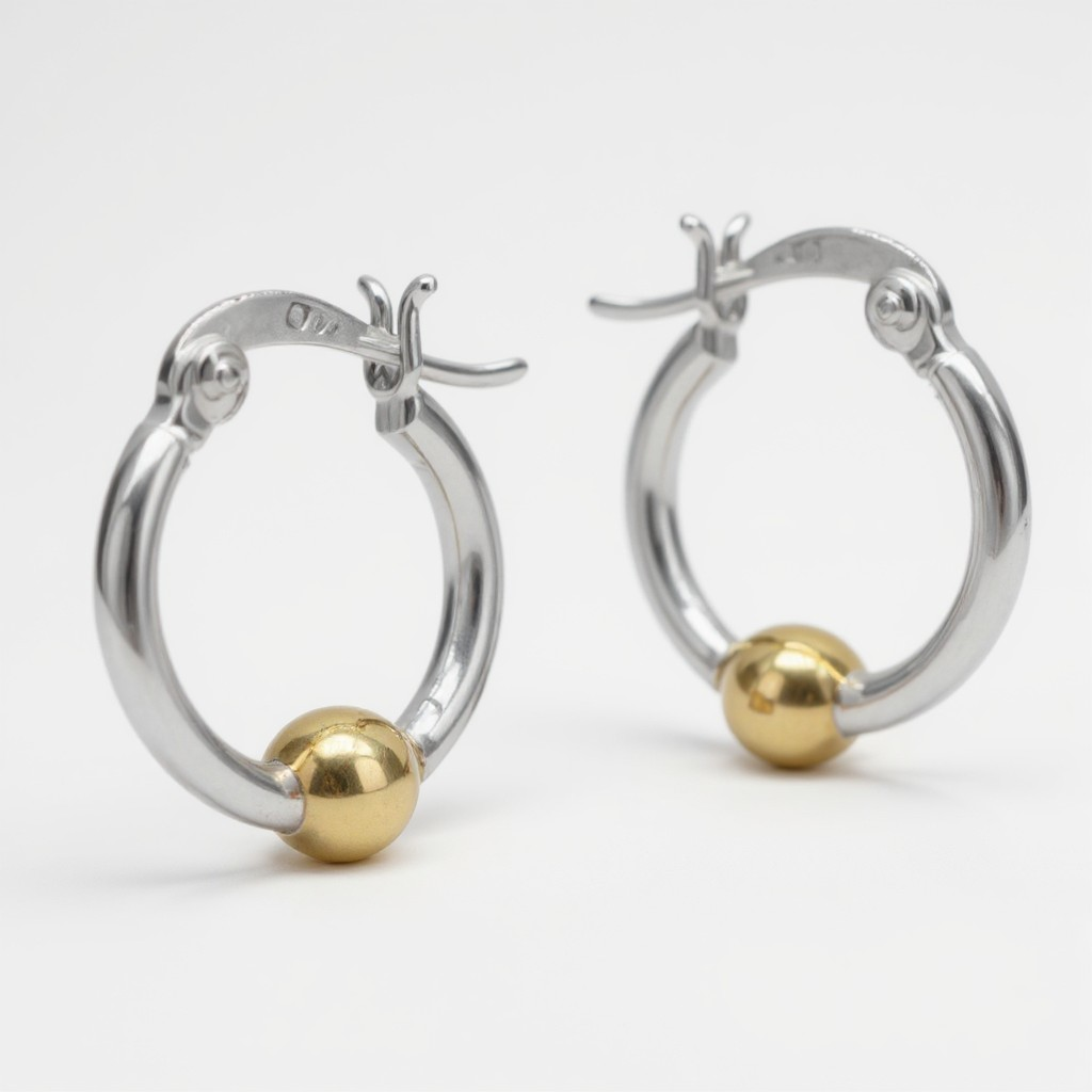 Sterling Silver Hoops & Ball Feature