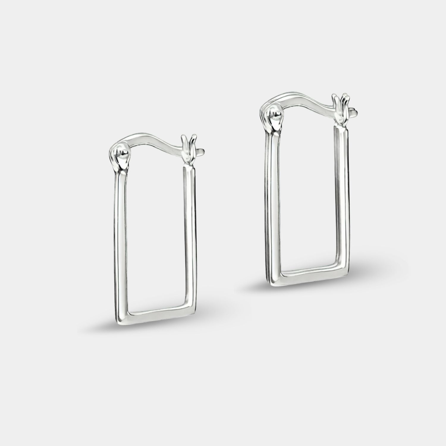 Sterling Silver Rectangle Hoop Earrings