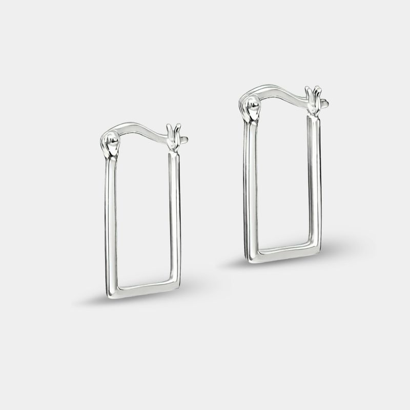 Sterling Silver Rectangle Hoop Earrings