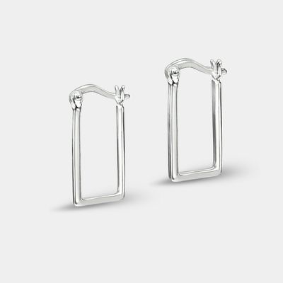 Sterling Silver Rectangle Hoop Earrings