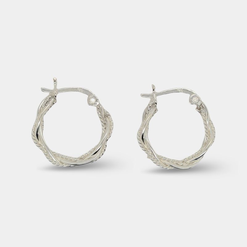 Sterling Silver Fancy Rope Hoops