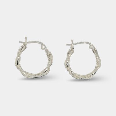 Sterling Silver Fancy Rope Hoops