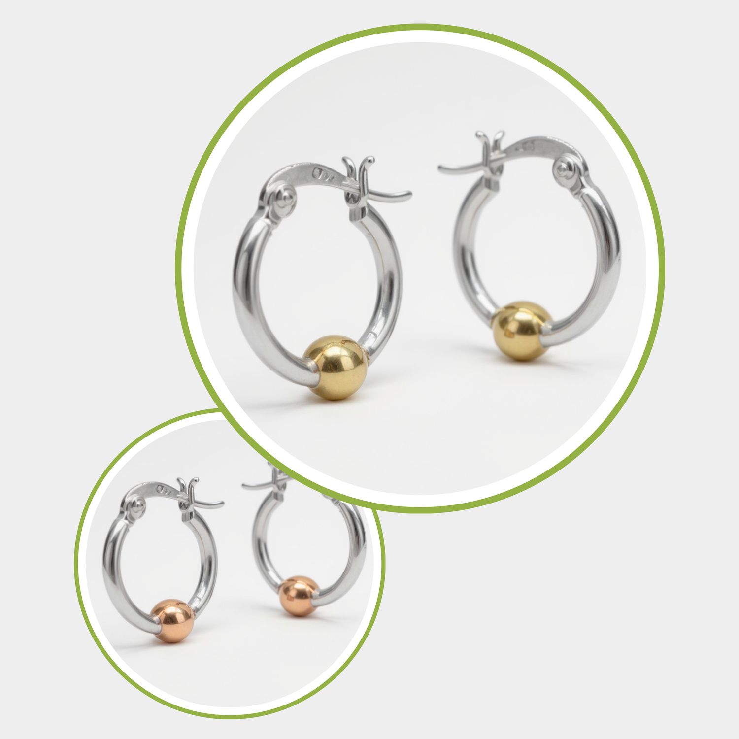 Sterling Silver Hoops & Ball Feature