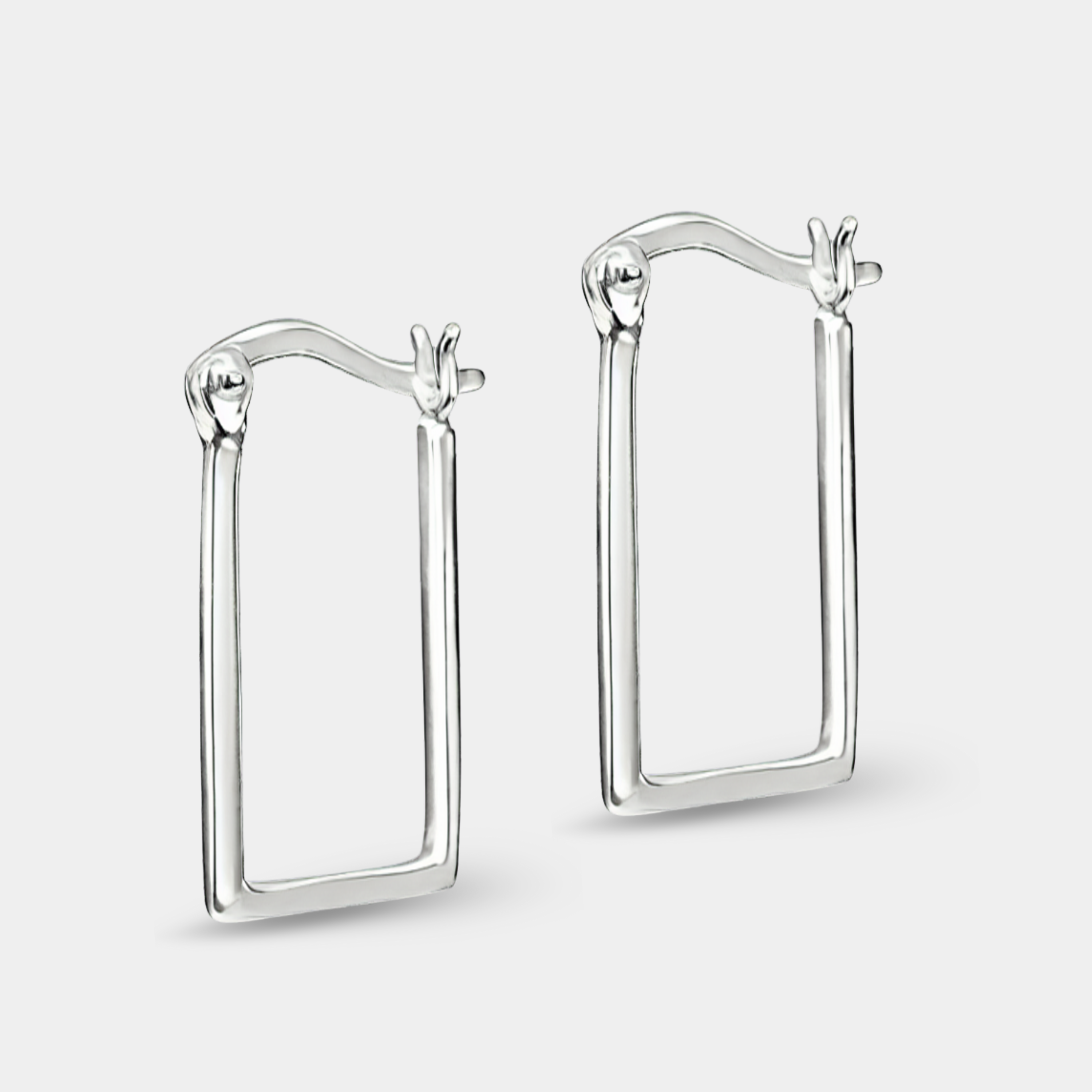 Sterling Silver Rectangle Hoop Earrings