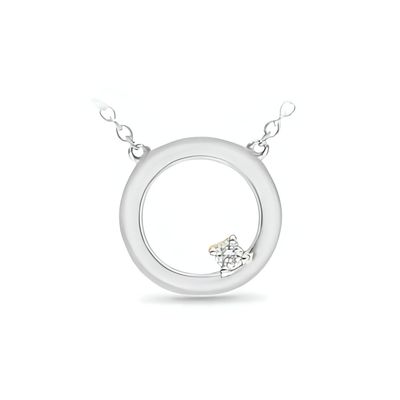 9ct White Gold Open Circle Diamond Pendant & Chain