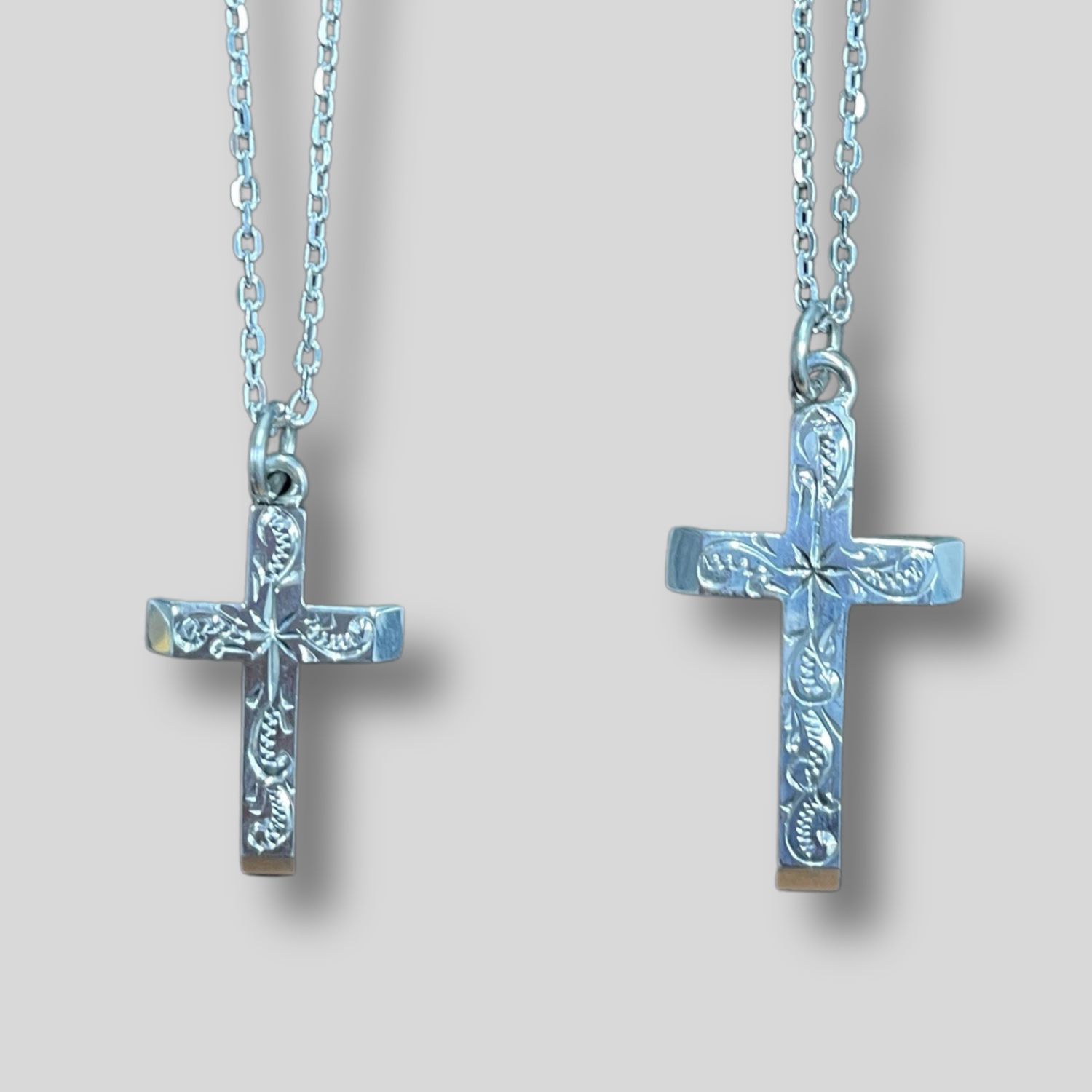 Sterling Silver Engraved Cross & Chain