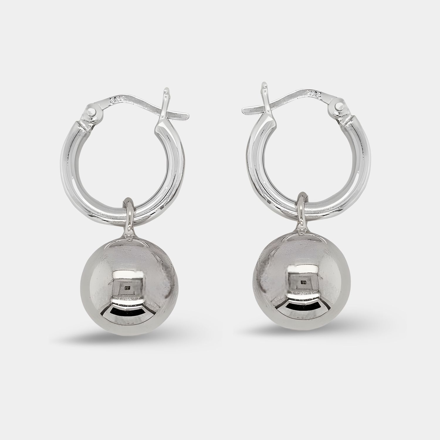 Sterling Silver Hoop & 12mm Ball Earrings